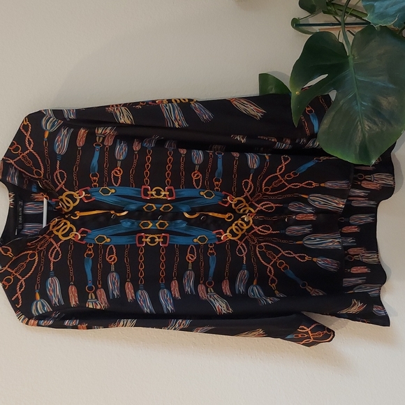 Zara size XL  silk chain print button up - Picture 12 of 15